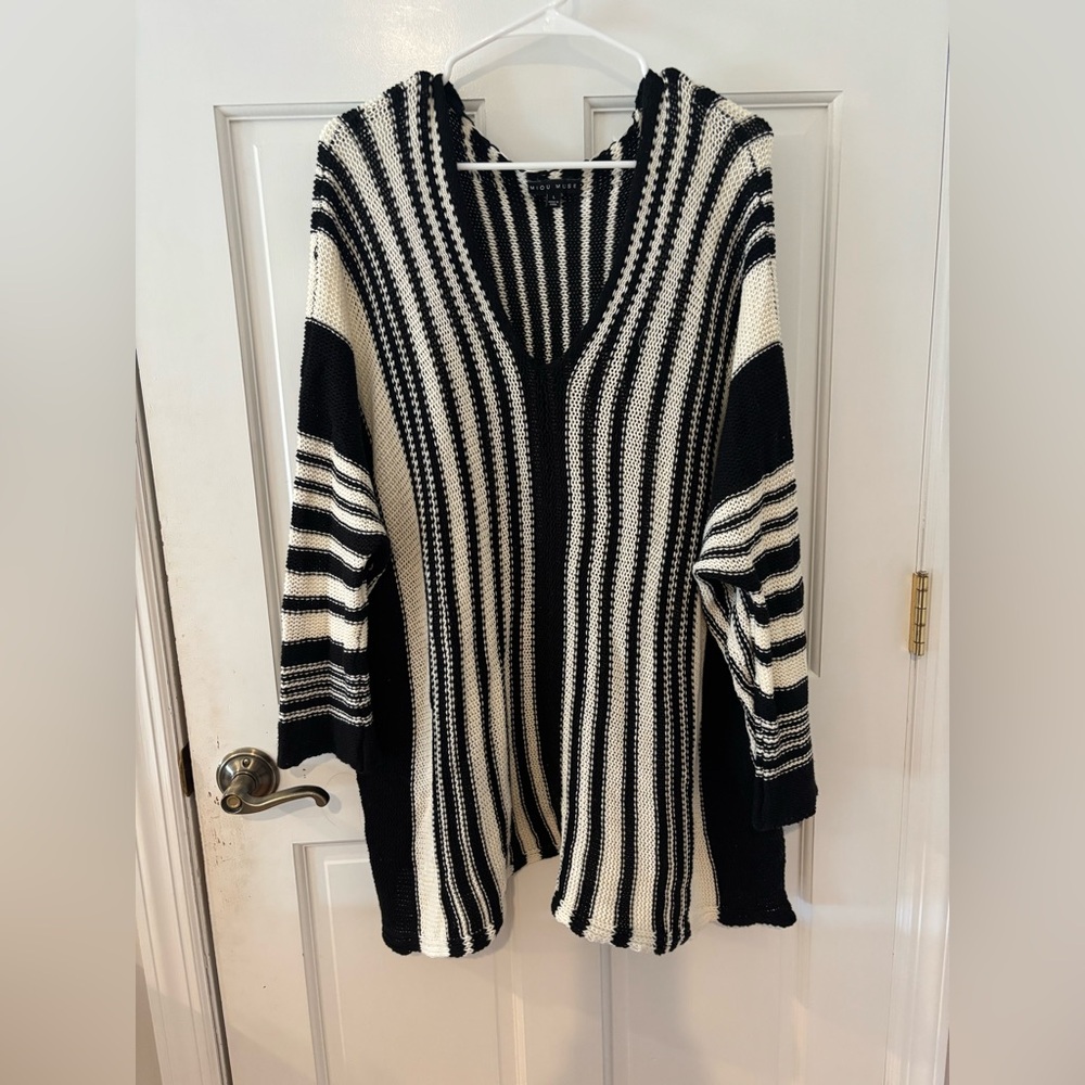 Striped Black and White Women's Oversized Sweater